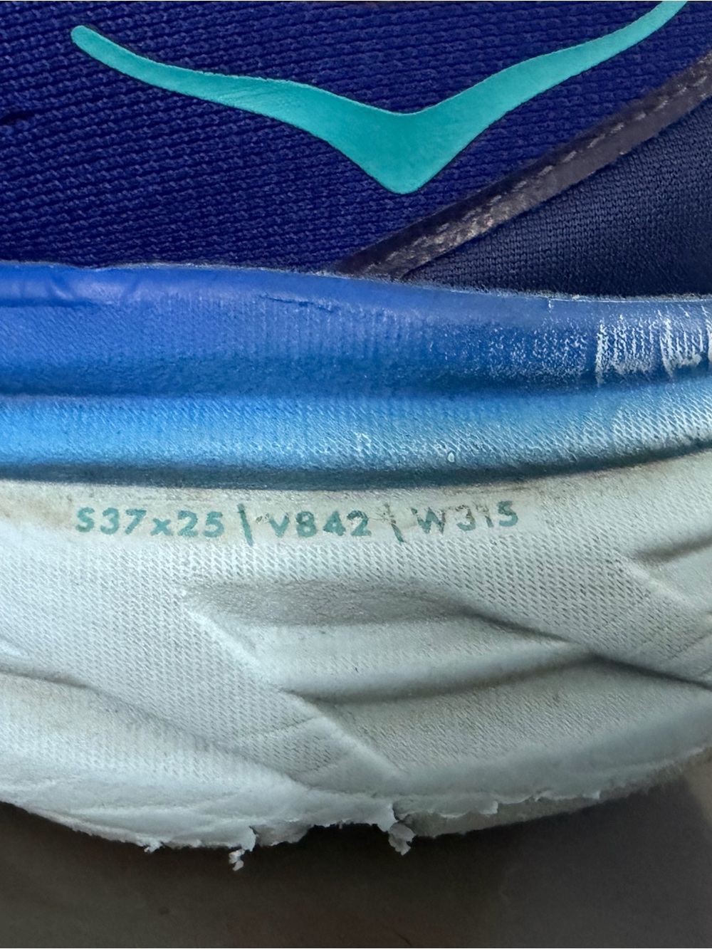 Hoka One One Navy Blue and Bright Blue Logo Running Shoes - Picture 13 of 14
